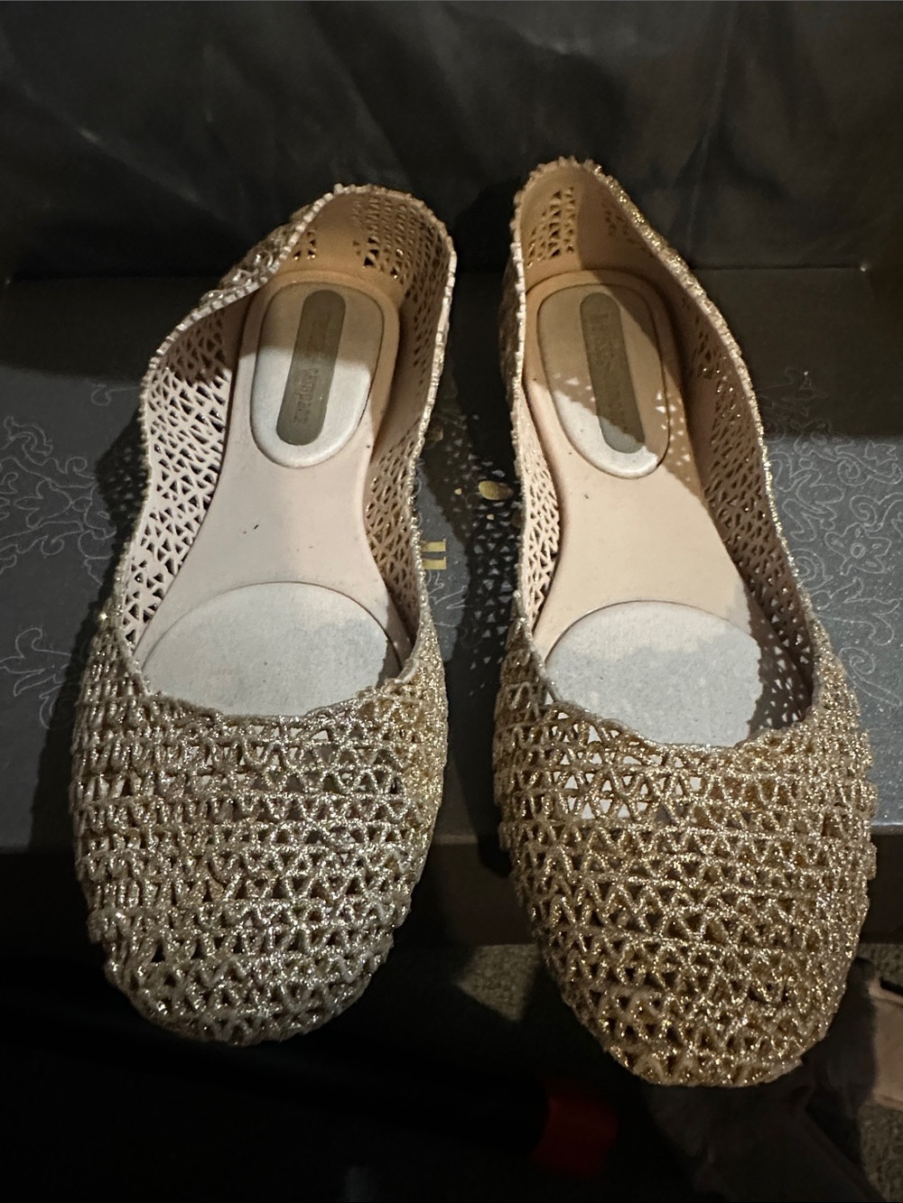 Women’s Glitter Woven Ballet Flats - Gold Tone